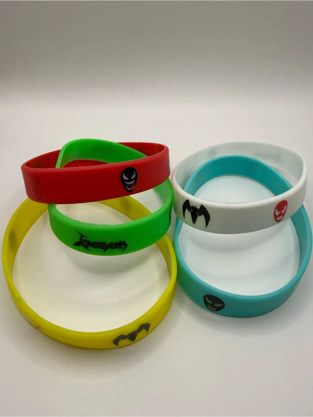 Silicone Colorful Marvel Bracelets Lot of (5) Batman & Venom Yellow Red & more
